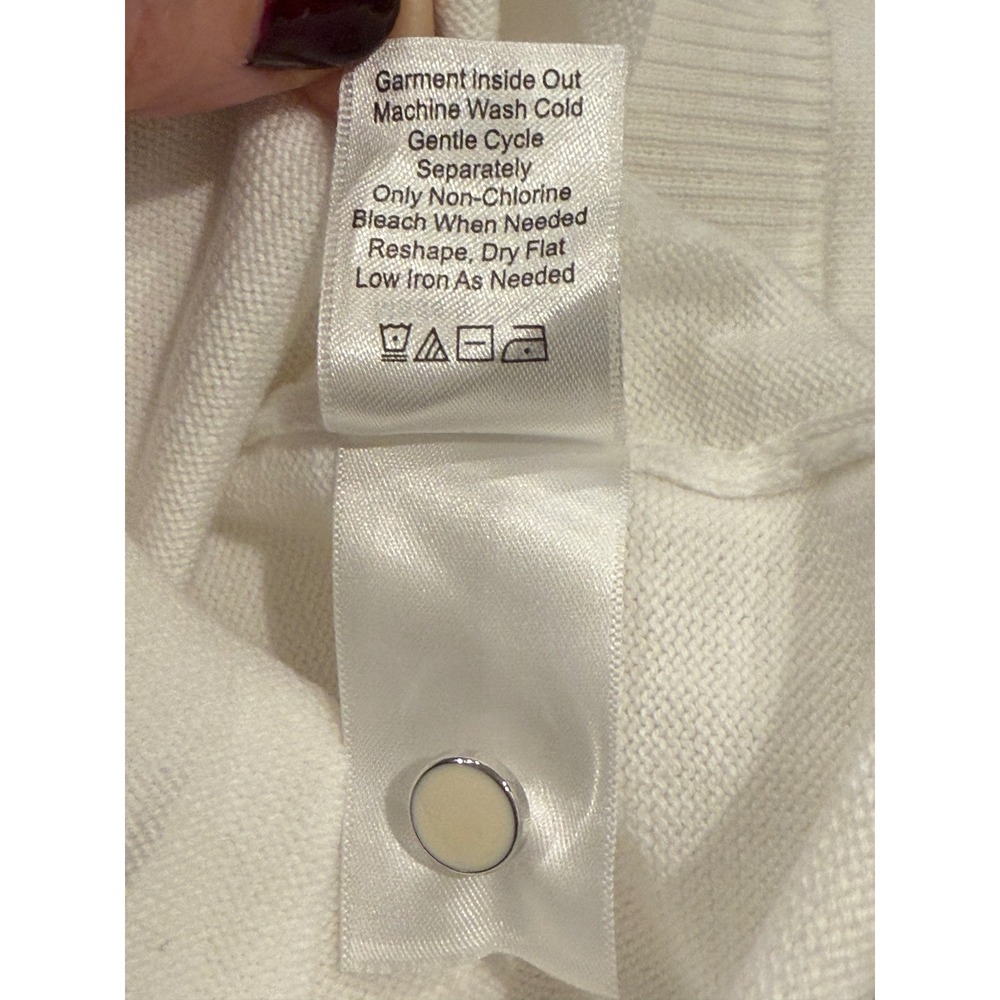 NWT Women's Coldwater Creek White Cotton Classic Cardigan 3/4 Sleeves Size XLarg - Picture 11 of 11